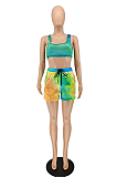 Casual U-Neck Sleeveless Printe Vest Shorts Sets NL6071