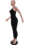 Pure Color High Elastic Pit Bar Casual Sling BodycoN Jumpsuits BBN172
