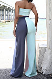 Contrast Color Spliced Chest Wrap Flare Leg Pants Sets GL6379