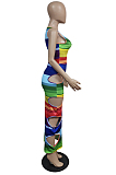 Fshion Raindow Tie Dye Casual Sleeveless Vest Dress WT9130