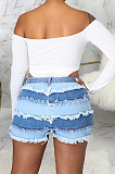 Fashion Spliced Hole Stretch Cowboy Shorts SMR2540