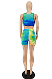 Casual U-Neck Sleeveless Printe Vest Shorts Sets NL6071
