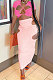 Short Sleeve Crsoo Top Drawsting Hole Package Hip Skirt Sets NK247