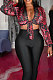 Trendy Sexy Printing Bandage Long Sleeve Shirts BLE2371
