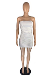 Women Sexy Pure Color New Backless Strapless Dress AB6652