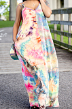 Euramerican Printed Loose Condole Belt Long Dress With Pocket WY6804