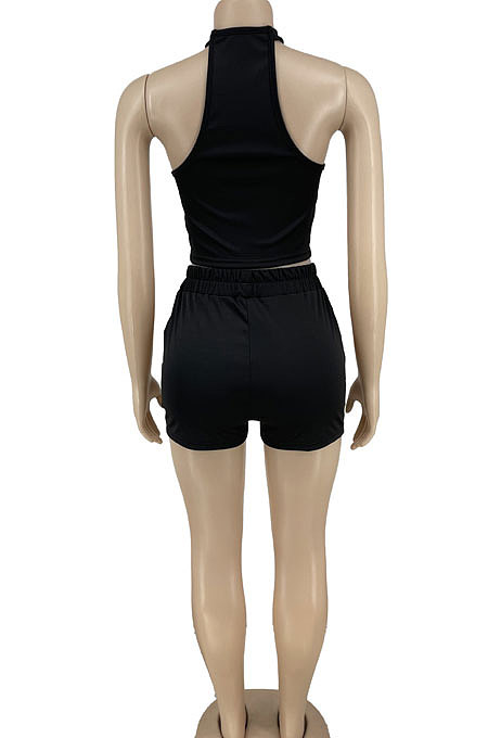 Pure Color Casual Bandage Sleeveless Shorts Sets ZNN9086