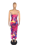 Women Print Sexy Casual Halter Long Dress AB6647