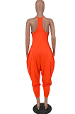 Pure Color Sling Vest Irregularity Loose Jumpsuits Haroun Pants HY5229 
