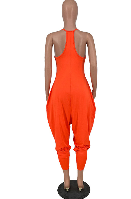 Pure Color Sling Vest Irregularity Loose Jumpsuits Haroun Pants HY5229 
