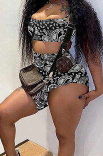 Fashion Cashew Fjower Pattern Sling Vest Long Short Pant Sets HY5226