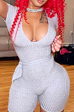 Euramerican Casual Pit Bar Elastic Deep V Jumpsuits CL6062