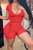 Euramerican Casual Pit Bar Elastic Deep V Jumpsuits CL6062
