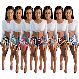 Criss-Cross Details Denim Casual Jeans Shorts XQ1117