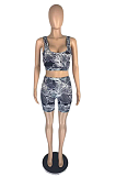 Sexy Summer Round Neck Print Casual Shorts Sets AB6649