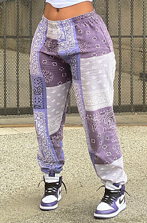 Printed Loose Casual Stitching Color Slacks AB6645