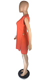 Sexy Pure Color Sleeveless Round Neck Split Sides Shorts Sets AB6646