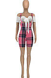 Women Fashion Casual Plaid Condole Belt Skirts Sets GLS8144