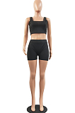 Summer Fashion Pure Color Vest Yoge Pants Two-Piece H1658
