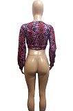 Trendy Sexy Printing Bandage Long Sleeve Shirts BLE2371