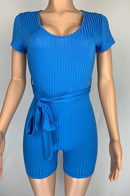 Euramerican Casual Pit Bar Elastic Deep V Jumpsuits CL6062
