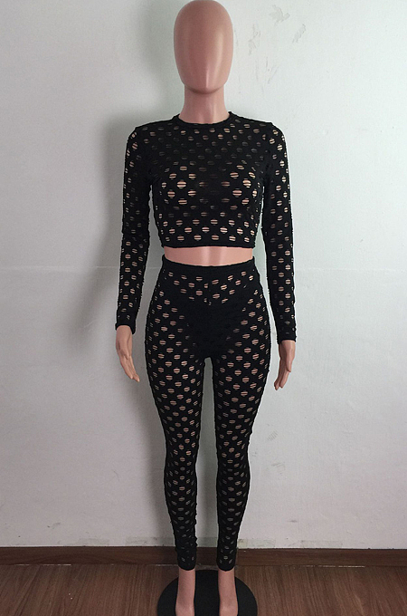 Night Club Sexy Mesh High Elastic Casual Sports Sets LA3278