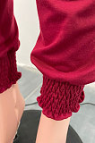 Women Shirred Detail Chest Wrap Pure Color Sport Casual Pants Sets NK249