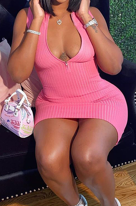 Casual Sexy Zipper Tight Mini Dress CL6098