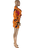 Casual Printing Long Sleeve Shirt Button Skirts Sets JMY5011