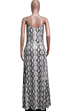 Euramerican Printed Loose Condole Belt Long Dress With Pocket WY6804