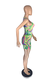 Sexy Tie-Dye Vest Sleeveless Shorts Sets AB6648