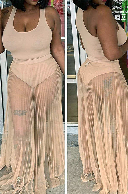 Euramerican Sexy Net Yarn Vest Bikini Skirts Sets HY5051
