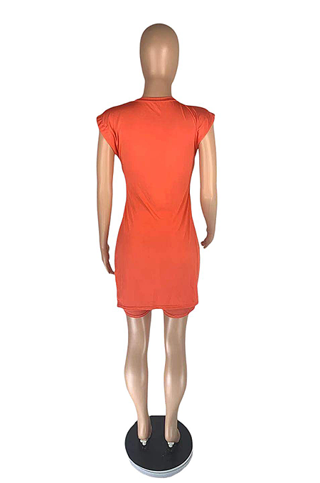 Sexy Pure Color Sleeveless Round Neck Split Sides Shorts Sets AB6646