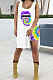 Lips Printing Vest Loose Tops Shorts Sets QQM4285