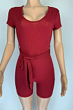 Euramerican Casual Pit Bar Elastic Deep V Jumpsuits CL6062