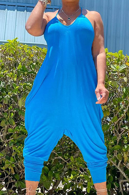 Pure Color Sling Vest Irregularity Loose Jumpsuits Haroun Pants HY5229 