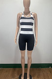 Sleeveless Stripe Printing Casual Shorts Sets AMM8356