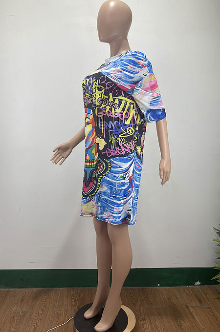 Women Casual Printing Mini Dress AMM8355