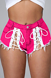 Unique Summer Ripped Tassel Denim Women Tied Shorts ED8376