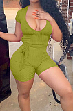 Euramerican Casual Pit Bar Elastic Deep V Jumpsuits CL6062