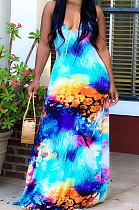 Fashion Summer Casual Printing Sling Long Dress WT9141