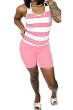Sleeveless Stripe Printing Casual Shorts Sets AMM8356