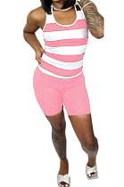 Sleeveless Stripe Printing Casual Shorts Sets AMM8356