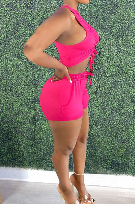 Pure Color Casual Bandage Sleeveless Shorts Sets ZNN9086