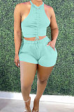 Pure Color Casual Bandage Sleeveless Shorts Sets ZNN9086