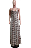 Euramerican Printed Loose Condole Belt Long Dress With Pocket WY6804