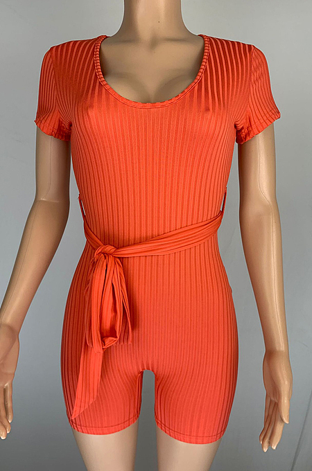 Euramerican Casual Pit Bar Elastic Deep V Jumpsuits CL6062