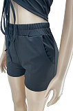 Pure Color Casual Bandage Sleeveless Shorts Sets ZNN9086