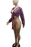 Trendy Sexy Printing Bandage Long Sleeve Shirts BLE2371