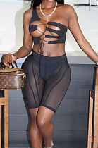 Irregularity Bind Sexy Net Yarn Tight Shorts Three Piece BN9282